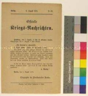 Kriegsdepesche des Norddeutschen Bundes über die Kriegsereignisse während der Schlacht bei Wörth vom 6.8.1870