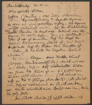 Brief an B. Schott's Söhne : 30.05.1921