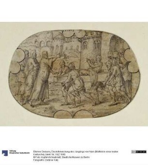 Die Auferweckung des Jünglings von Nain (Bildfeld in einer ovalen Kartusche)