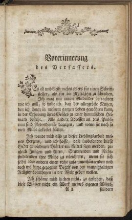 Vorerinnerung des Verfassers.
