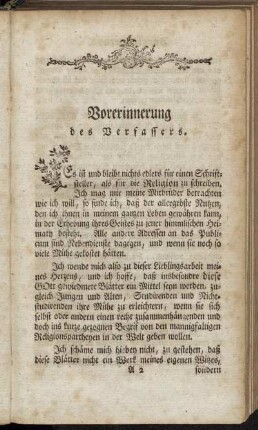Vorerinnerung des Verfassers.