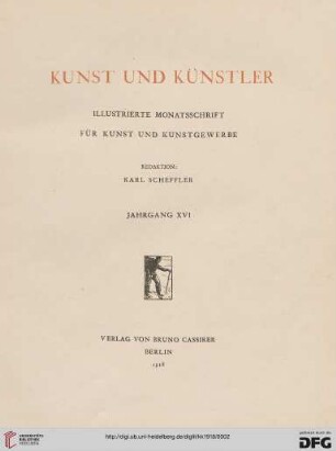 16: Kunst und Künstler: illustrierte Monatsschrift für bildende Kunst und Kunstgewerbe