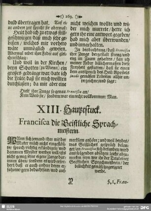XIII. Hauptstuck. Francisca die Geistliche Sprachmeisterin