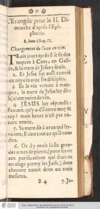 L'Evangile pour le II. Dimanche d'aprés l'Epiphanie