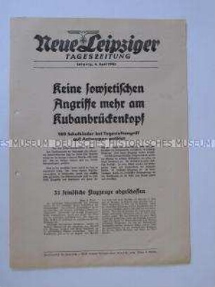 Extrablatt der "Neuen Leipziger Tageszeitung" u.a. über den britsch-amerikanischen Luftangriff auf Antwerpen