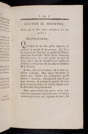 21-32, Lettre Au Ministre; ...