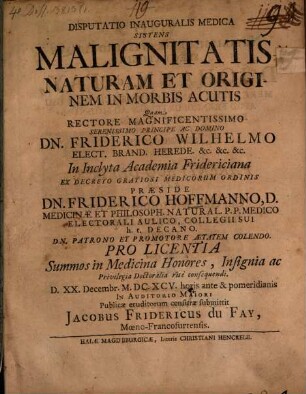 Disp. inaug. med. sistens malignitatis naturam et originem in morbis acutis