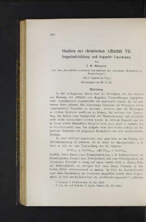 Studien zur chemischen Affinität. Vll. Doppelsalzbildung und doppelte Umsetzung