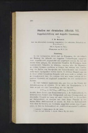 Studien zur chemischen Affinität. Vll. Doppelsalzbildung und doppelte Umsetzung