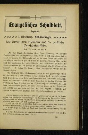 ¬Die¬ Rheinischen Synoden und die geistliche Ortsschulaufsicht
