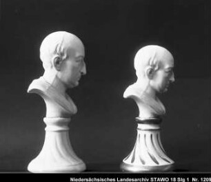 Gottfried Wilhelm Leibniz (älterer Positivabzug vorhanden) Enthält: Zwei Fürstenberger Büsten von der Seite (aufgenommen im Sommer 1916)
