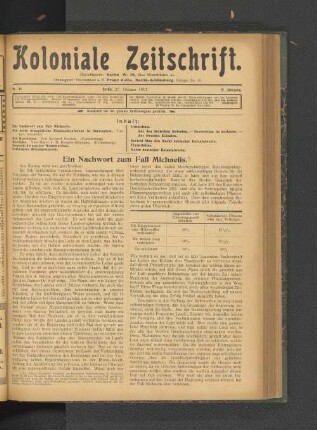 Nr. 44. Berlin, 27. Oktober 1911. 12. Jahrgang.