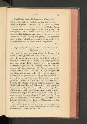 Zoologische Ergebnisse einer Reise in Niederländisch Ost-indien.