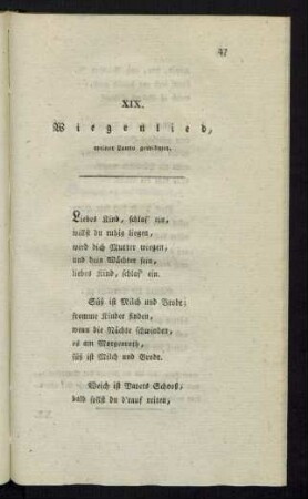 XIX. Wiegenlied, meiner Laura gewidmet