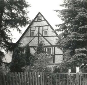 Niederwiesa. Talstraße 13. Häuslerhaus, um 1700. Giebelansicht (Teilansicht)