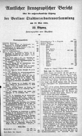 Sitzung 22., 19. Mai 1925