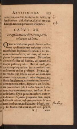 Caput XII. De applicatione dictarum particularum ad locos.