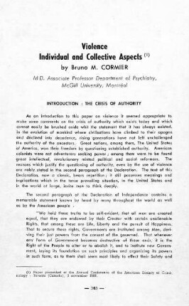 363-376, Violence - Individual and Collective Aspects