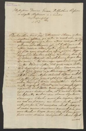 Brief an Jacob Grimm
