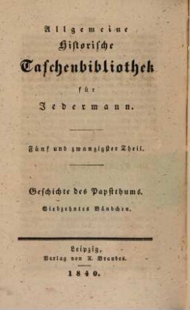 Geschichte des Papstthums, Bdch. 17