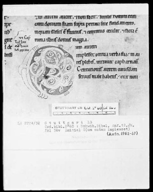 Bibel — Initiale C (um autem implesset), Folio 36 verso