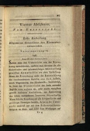 Vierter Abschnitt: Vom Unterricht