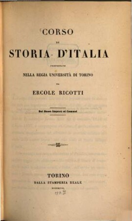 Corso di storia d'Italia professato nella regia università di Torino