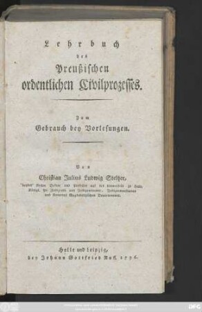 Lehrbuch des Preußischen ordentlichen Civilprozesses : Zum Gebrauch bey Vorlesungen