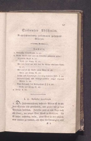 Siebenter Abschnitt. Rechtschreibung zusammen gesetzter Wörter.
