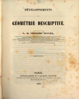 Développements de Géométrie descriptive, [1]. Texte