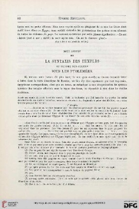 1: Note annexe sur la syntaxis des temples, ou budget des cultes, sous les Ptolémées