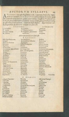 Auctorum Syllabus.