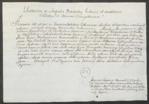 Zeugnisse über Studien des Franz Christoph von Hutten zum Stolzenberg zu Würzburg und Rom.