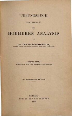Übungsbuch zum Studium der höheren Analysis, 2. Aufgaben aus der Integralrechnung