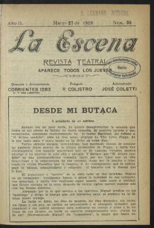 Desde mi butaca - A propósito de un estreno