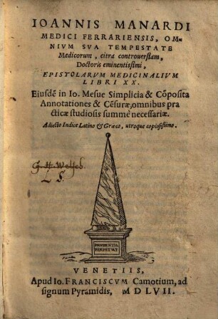 Epistolarum medicinalium libri XX