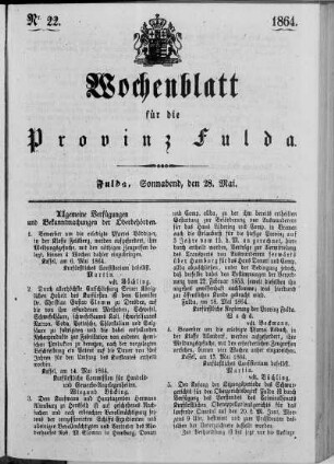 Nr. 22, Ausgabe vom 28. Mai 1864