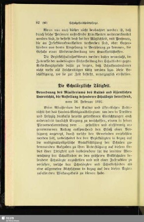 Die Schulärztliche Tätigkeit