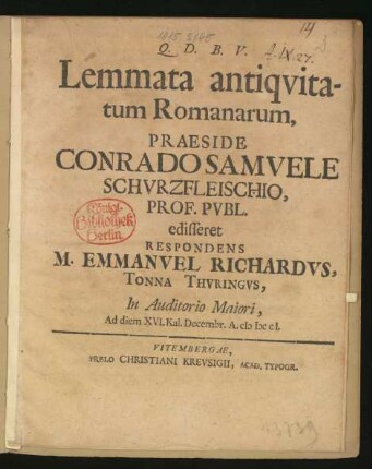 Lemmata antiquitatum Romanarum
