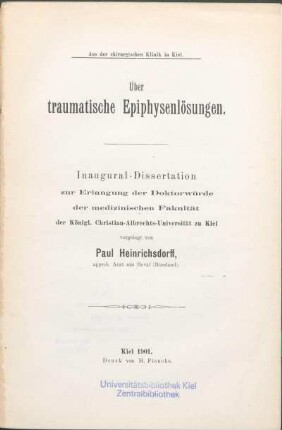 Über traumatische Epiphysenlösungen