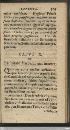 Caput X. De Latinitate barbara, aut incerta