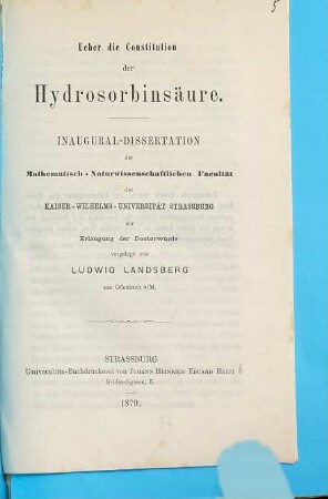 Ueber die Constitution der Hydrosorbinsäure : Inaugural-Dissertation