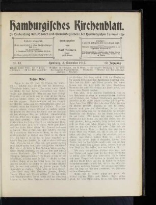 Nr. 44. Hamburg, 2. November 1913. 10. Jahrgang.