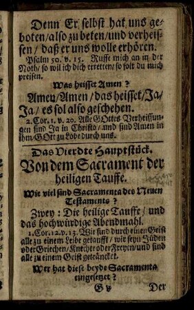 Das Vierdte Hauptstueck. Von dem Sacrament der heiligen Tauffe