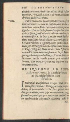 Reliquorum Ab Indicativo modorum & participiorum ac participialium constructio.