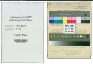 Entnazifizierung Max Flabb , geb. 03.02.1901 (Schlosser)