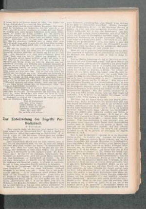 Zur Entwicklung des Begriffs Persönlichkeit