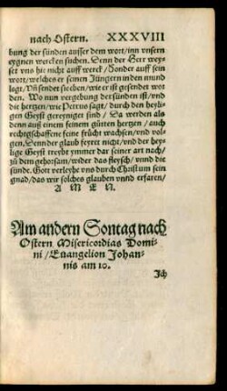 Am andern Sontag nach Ostern Misericordias Domini ...