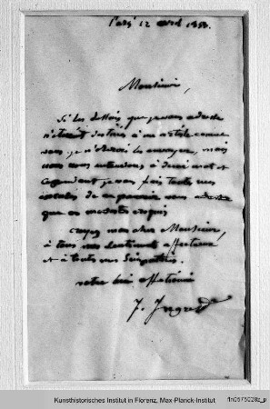 Brief von Jean Auguste Dominique Ingres an Luigi Mussini
