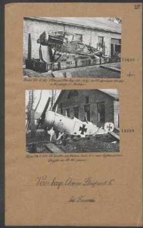 "Bristol"-Doppeldecker A7167 mit "Rolls Royce"-Motor 260 PS, abgeschlossen von Jagdstaffel 5 südlich Brébières